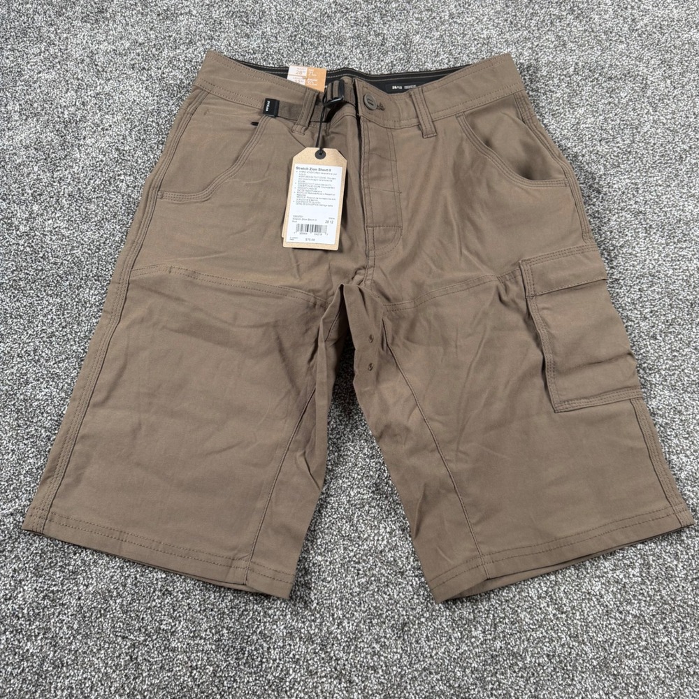 prAna Stretch Zion Short II Men's 28x12 Inseam Mud Brown Cargo Hiking Outdoor